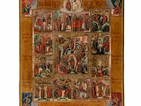 A fine russian orthodox holiday icon, 19thc 31.5 x 27 cm. (12.40 x 10.63 in.)
