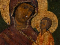 A fine russian orthodox icon of the 'mother of god of tikhvin', 18th/19thc 30 x 26 cm. (11.81 x 10.24 in.) - afbeelding 3 van  3