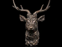 A fine silver-plated bronze head of a deer, 19thc 46.5 x 36.5 cm. (18.30 x 14.36 in.)