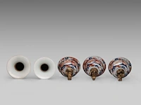 A five-piece japanese imari 'flower garden' garniture set, late meiji, h 24 - 40,5 cm - afbeelding 14 van  16