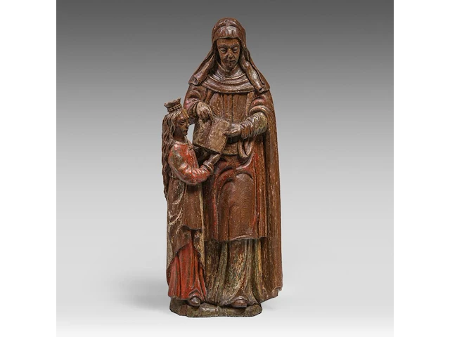 A flemish oak sculpture of saint anne teaching the virgin to read, 16thc 88 cm. (34.64 in.) - afbeelding 1 van  9