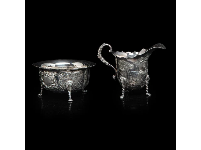 A four-part irish silver coffee and tea set on a matching tray, irish hallmark, year letter d (1971), 925/000, maker's mark rii, h 7 - 18 cm, total weight: 4210 g - afbeelding 4 van  20