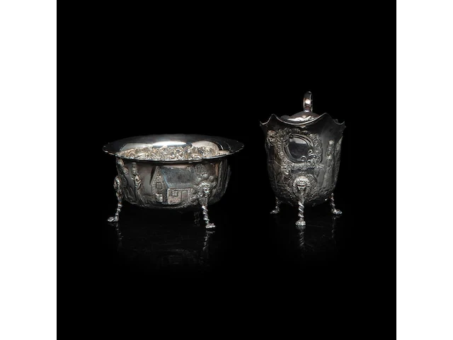 A four-part irish silver coffee and tea set on a matching tray, irish hallmark, year letter d (1971), 925/000, maker's mark rii, h 7 - 18 cm, total weight: 4210 g - afbeelding 5 van  20