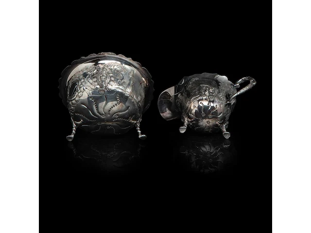 A four-part irish silver coffee and tea set on a matching tray, irish hallmark, year letter d (1971), 925/000, maker's mark rii, h 7 - 18 cm, total weight: 4210 g - afbeelding 7 van  20