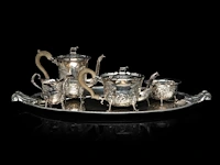 A four-part irish silver coffee and tea set on a matching tray, irish hallmark, year letter d (1971), 925/000, maker's mark rii, h 7 - 18 cm, total weight: 4210 g - afbeelding 12 van  20