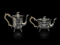 A four-part irish silver coffee and tea set on a matching tray, irish hallmark, year letter d (1971), 925/000, maker's mark rii, h 7 - 18 cm, total weight: 4210 g - afbeelding 14 van  20