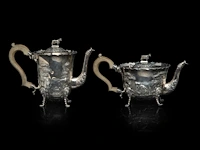 A four-part irish silver coffee and tea set on a matching tray, irish hallmark, year letter d (1971), 925/000, maker's mark rii, h 7 - 18 cm, total weight: 4210 g - afbeelding 18 van  20