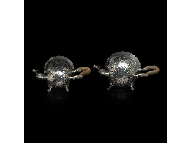 A four-part irish silver coffee and tea set on a matching tray, irish hallmark, year letter d (1971), 925/000, maker's mark rii, h 7 - 18 cm, total weight: 4210 g - afbeelding 20 van  20