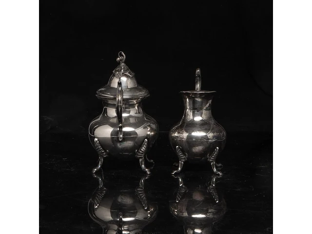 A four-part silver coffee and tea set, dutch duty mark 835/000, h 16,5 - 31 cm, weight: ca 3617 g - afbeelding 3 van  14