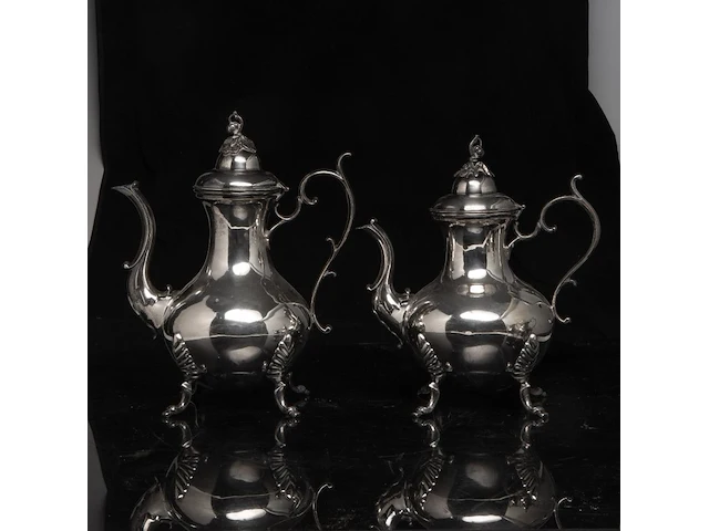 A four-part silver coffee and tea set, dutch duty mark 835/000, h 16,5 - 31 cm, weight: ca 3617 g - afbeelding 7 van  14