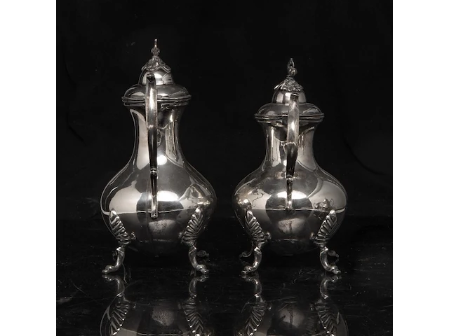 A four-part silver coffee and tea set, dutch duty mark 835/000, h 16,5 - 31 cm, weight: ca 3617 g - afbeelding 8 van  14