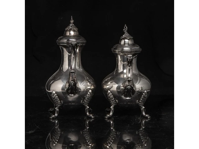 A four-part silver coffee and tea set, dutch duty mark 835/000, h 16,5 - 31 cm, weight: ca 3617 g - afbeelding 10 van  14
