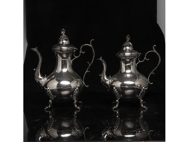 A four-part silver coffee and tea set, dutch duty mark 835/000, h 16,5 - 31 cm, weight: ca 3617 g - afbeelding 11 van  14