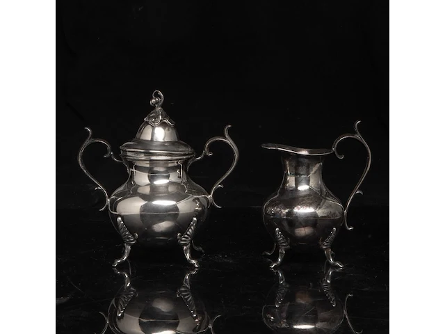A four-part silver coffee and tea set, dutch duty mark 835/000, h 16,5 - 31 cm, weight: ca 3617 g - afbeelding 13 van  14