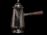 A french chocolate pot, a hungarian plate and six silver cups and saucers, h 4,5 - 23,5 cm, total weight: 1796 g - afbeelding 6 van  12