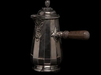 A french chocolate pot, a hungarian plate and six silver cups and saucers, h 4,5 - 23,5 cm, total weight: 1796 g - afbeelding 7 van  12
