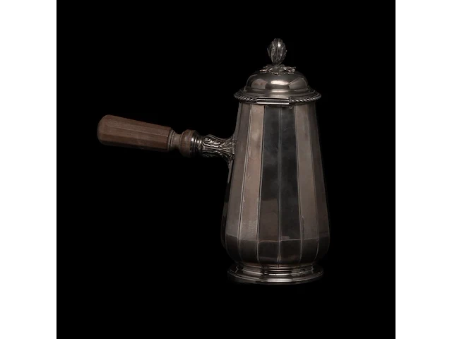 A french chocolate pot, a hungarian plate and six silver cups and saucers, h 4,5 - 23,5 cm, total weight: 1796 g - afbeelding 9 van  12