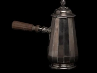 A french chocolate pot, a hungarian plate and six silver cups and saucers, h 4,5 - 23,5 cm, total weight: 1796 g - afbeelding 9 van  12