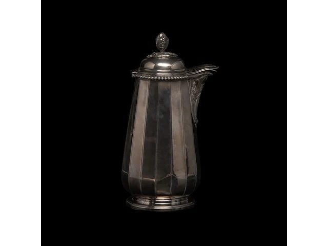 A french chocolate pot, a hungarian plate and six silver cups and saucers, h 4,5 - 23,5 cm, total weight: 1796 g - afbeelding 10 van  12
