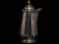 A french chocolate pot, a hungarian plate and six silver cups and saucers, h 4,5 - 23,5 cm, total weight: 1796 g - afbeelding 10 van  12