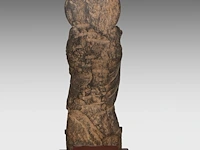 A gandhara-style grey schist figure of buddha shakyamuni, total h 66,5 cm - afbeelding 4 van  7
