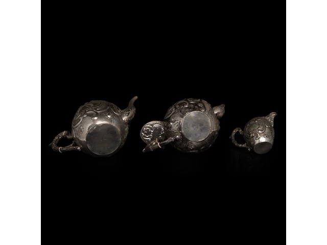 A german four-part coffee and tea set, german hallmarks, 800/000, h 10-15,5 cm, total weight: 2395 g - afbeelding 3 van  12