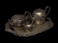 A german four-part coffee and tea set, german hallmarks, 800/000, h 10-15,5 cm, total weight: 2395 g