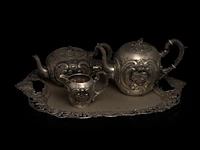 A german four-part coffee and tea set, german hallmarks, 800/000, h 10-15,5 cm, total weight: 2395 g - afbeelding 5 van  12