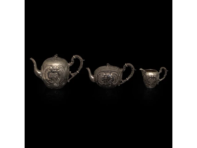 A german four-part coffee and tea set, german hallmarks, 800/000, h 10-15,5 cm, total weight: 2395 g - afbeelding 6 van  12