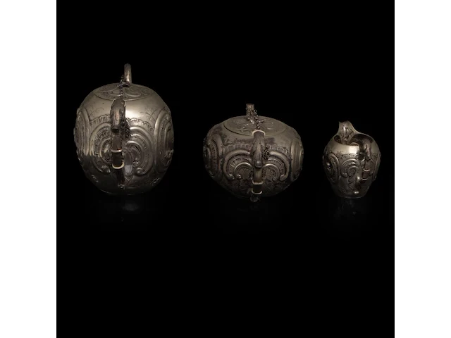 A german four-part coffee and tea set, german hallmarks, 800/000, h 10-15,5 cm, total weight: 2395 g - afbeelding 7 van  12
