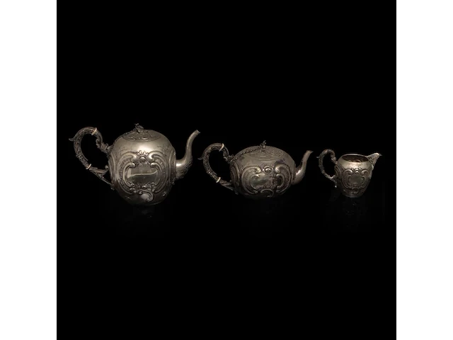 A german four-part coffee and tea set, german hallmarks, 800/000, h 10-15,5 cm, total weight: 2395 g - afbeelding 8 van  12