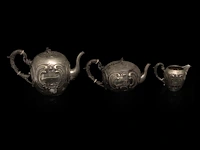 A german four-part coffee and tea set, german hallmarks, 800/000, h 10-15,5 cm, total weight: 2395 g - afbeelding 8 van  12