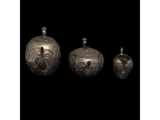 A german four-part coffee and tea set, german hallmarks, 800/000, h 10-15,5 cm, total weight: 2395 g - afbeelding 9 van  12