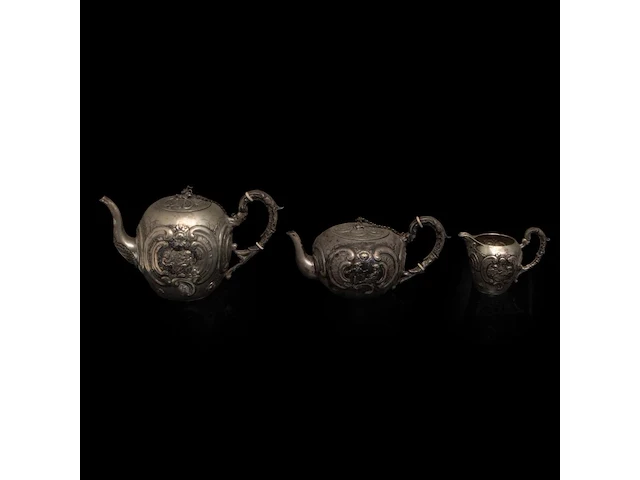 A german four-part coffee and tea set, german hallmarks, 800/000, h 10-15,5 cm, total weight: 2395 g - afbeelding 10 van  12