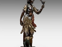 A gilt and polychrome wooden sculpture of a blackamoor figure, 17thc 88 cm. (34.64 in.)