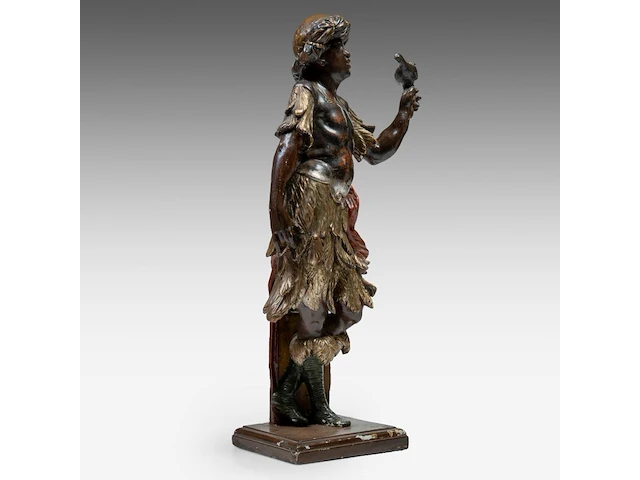 A gilt and polychrome wooden sculpture of a blackamoor figure, 17thc 88 cm. (34.64 in.) - afbeelding 6 van  7