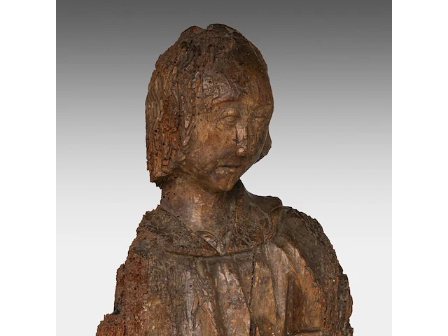 A gothic walnut sculpture of an angel, ca. 1500 63 cm. (24.80 in.) - afbeelding 7 van  8
