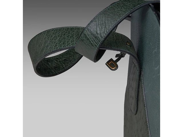 A green delvaux 'verdict' handbag in ostrich leather 37.5 cm. (14.75 in.) - afbeelding 8 van  10