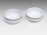A group of chinese famille rose export plates, incl. one 'mandarins on a terrace', 18thc, ø 23 - 25 cm - added a pair of vintage tea caddies, total h 12 cm (11) - afbeelding 9 van  17