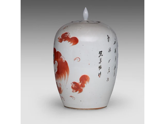A group of chinese famille rose ware, incl. a ‘buddhist lion’ ginger jar and a series of two fine plates, 19thc and 18thc, tallest h 34 cm (11) - afbeelding 4 van  20