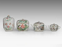 A group of chinese famille rose ware, incl. two fine teapots, some signed, some marked and of the tongzhi period, tallest h 16,5 cm (6) - afbeelding 4 van  10