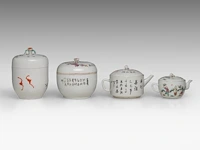 A group of chinese famille rose ware, incl. two fine teapots, some signed, some marked and of the tongzhi period, tallest h 16,5 cm (6) - afbeelding 6 van  10