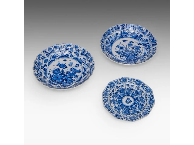 A group of ten chinese blue and white wares, incl. two kangxi floral decorated small dishes, 17thc and 18thc, largest 23 x 31 cm - afbeelding 11 van  12