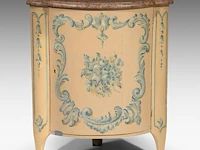 A hand-painted venetian rococo-style corner cabinet with marble top, 18thc 91 x 79 x 50 cm. (35.82 x 31.10 x 19.67 in.)