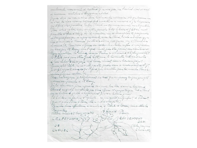 A handwritten letter by paul delvaux (1897-1994) to his friends claude and ruth spaak, 1948 - afbeelding 1 van  4