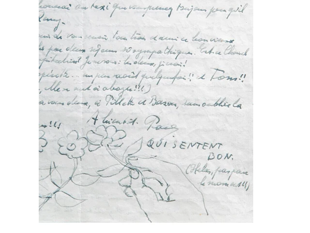 A handwritten letter by paul delvaux (1897-1994) to his friends claude and ruth spaak, 1948 - afbeelding 4 van  4