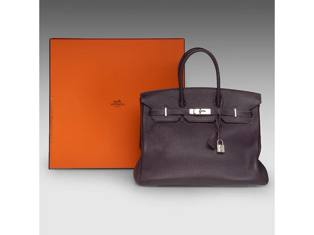 A hermès birkin 35 raisin veau togo handbag with ck hardware 25 x 35 x 17 cm. (9.83 x 13.77 x 6.69 in.) - afbeelding 2 van  18