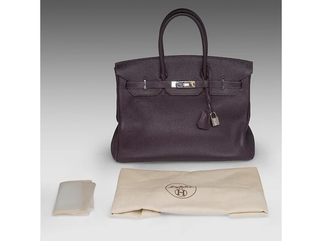 A hermès birkin 35 raisin veau togo handbag with ck hardware 25 x 35 x 17 cm. (9.83 x 13.77 x 6.69 in.) - afbeelding 3 van  18