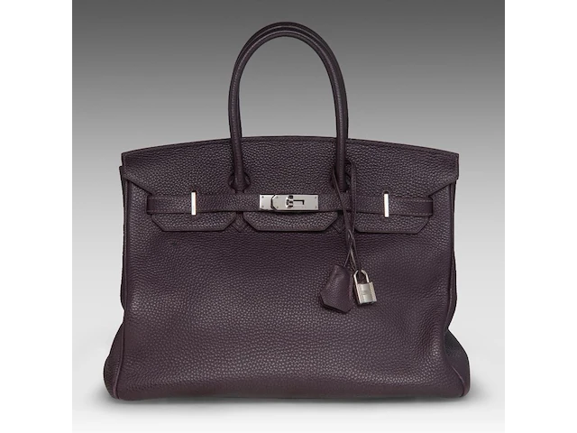 A hermès birkin 35 raisin veau togo handbag with ck hardware 25 x 35 x 17 cm. (9.83 x 13.77 x 6.69 in.) - afbeelding 1 van  18