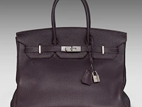 A hermès birkin 35 raisin veau togo handbag with ck hardware 25 x 35 x 17 cm. (9.83 x 13.77 x 6.69 in.)